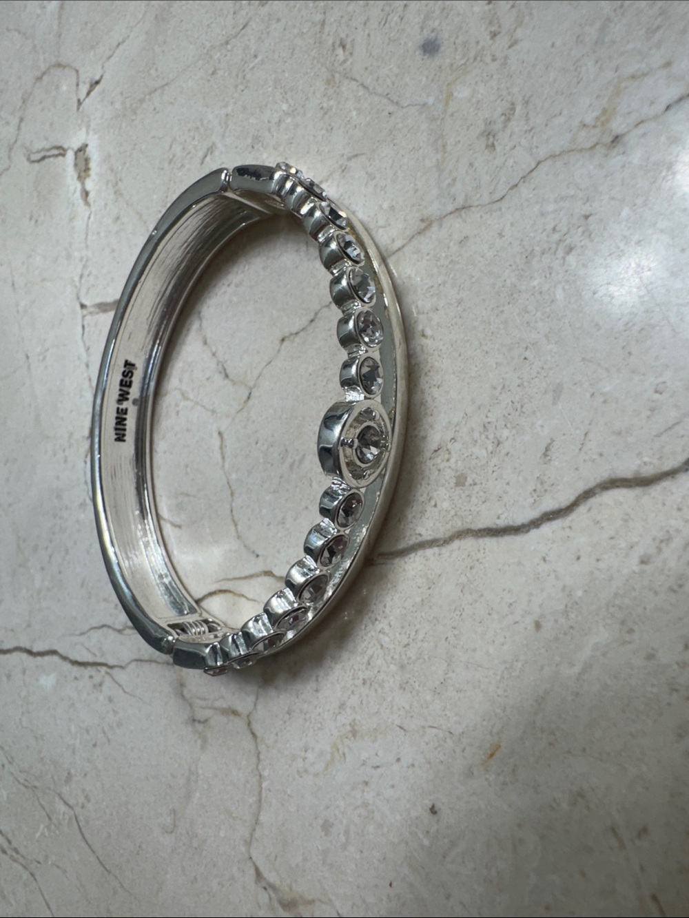 Nine West Silver-Tone Crystal Cuff Bracelet